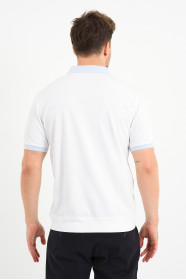 Light Blue Contrast Collar Short Sleeve Polo Shirt