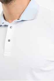 Light Blue Contrast Collar Short Sleeve Polo Shirt