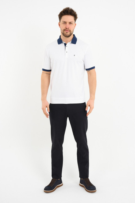 Marine Contrast Collar Short Sleeve Polo Shirt