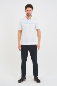 Blue Chest Stripe Short Sleeve Polo Shirt