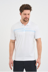 Blue Chest Stripe Short Sleeve Polo Shirt