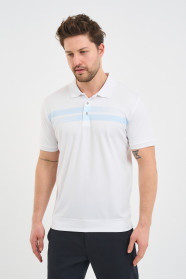 Blue Chest Stripe Short Sleeve Polo Shirt
