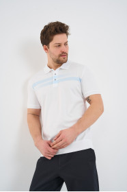 Blue Chest Stripe Short Sleeve Polo Shirt