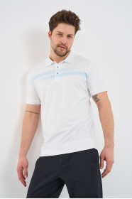Blue Chest Stripe Short Sleeve Polo Shirt