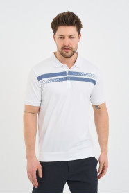 Navy Chest Stripe Short Sleeve Polo Shirt