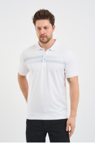 Grey Chest Stripe Short Sleeve Polo Shirt