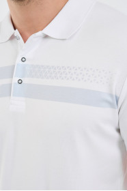 Grey Chest Stripe Short Sleeve Polo Shirt