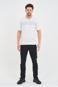 Blue Gradient Stripe Short Sleeve Polo Shirt