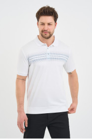 Blue Gradient Stripe Short Sleeve Polo Shirt