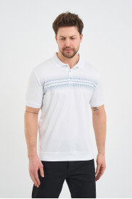 Blue Gradient Stripe Short Sleeve Polo Shirt