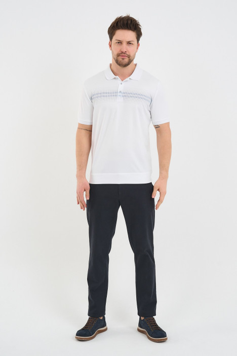 Navy Gradient Stripe Short Sleeve Polo Shirt
