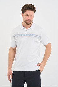 Navy Gradient Stripe Short Sleeve Polo Shirt