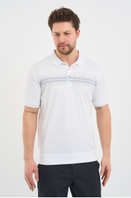 Navy Gradient Stripe Short Sleeve Polo Shirt