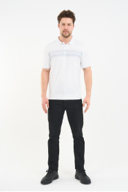 Grey Gradient Stripe Short Sleeve Polo Shirt