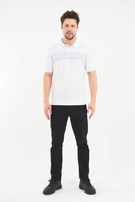 Grey Gradient Stripe Short Sleeve Polo Shirt