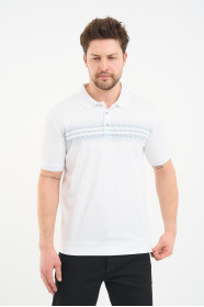 Grey Gradient Stripe Short Sleeve Polo Shirt
