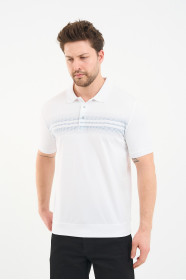 Grey Gradient Stripe Short Sleeve Polo Shirt