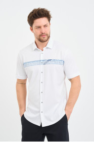 Servalli Shirt Collar Short Sleeve Printed - BLUE