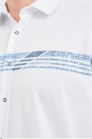 Servalli Shirt Collar Short Sleeve Printed - BLUE
