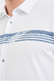 Servalli Shirt Collar Short Sleeve Printed - NAVY