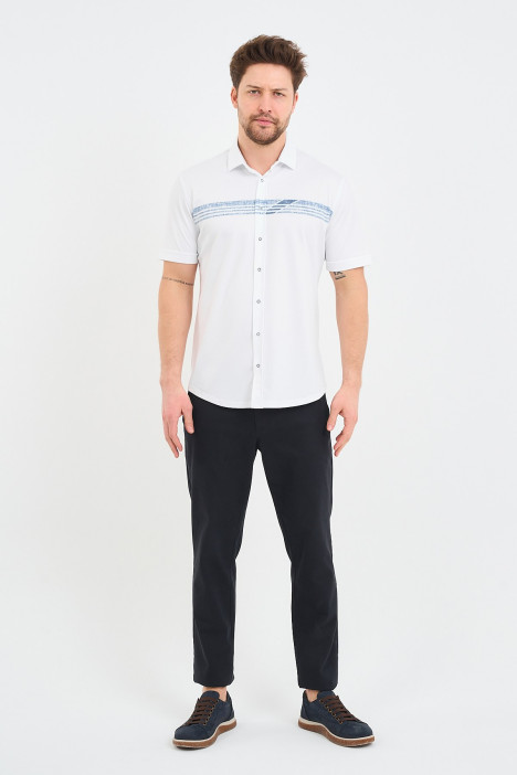 Servalli Shirt Collar Short Sleeve Printed - GREY