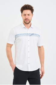 Servalli Shirt Collar Short Sleeve Printed - GREY