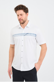 Servalli Shirt Collar Short Sleeve Printed - GREY