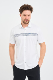 Servalli Shirt Collar Short Sleeve Printed - MINK