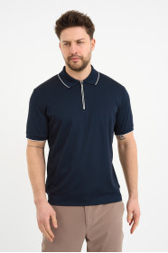 Servalli Zip Polo Collar Short Sleeve - NAVY