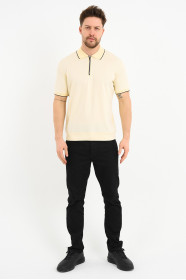 Servalli Zip Polo Collar Short Sleeve - LEMON YELLOW