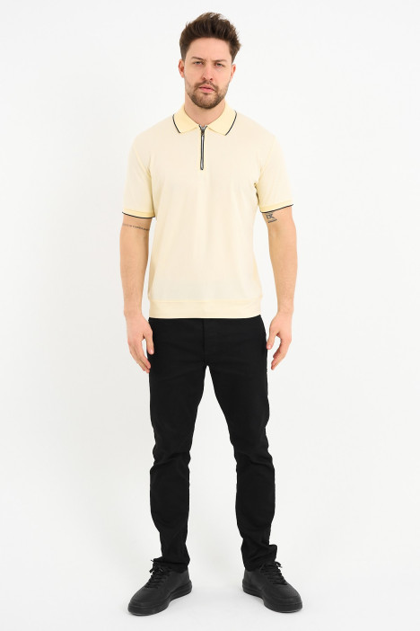 Servalli Zip Polo Collar Short Sleeve - LEMON YELLOW
