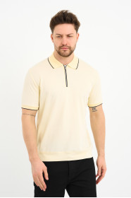 Servalli Zip Polo Collar Short Sleeve - LEMON YELLOW