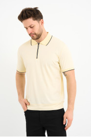 Servalli Zip Polo Collar Short Sleeve - LEMON YELLOW