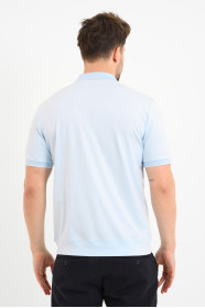 Servalli Zip Polo Collar Short Sleeve - LIGHT BLUE