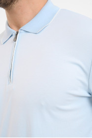 Servalli Zip Polo Collar Short Sleeve - LIGHT BLUE