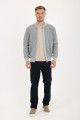 Brown Melange Bomber Collar Zip Snap Wool Knit Jacket