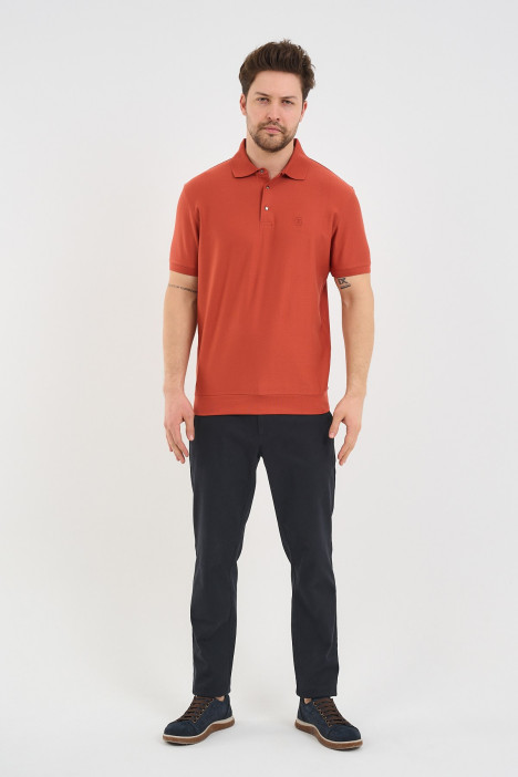 Servalli Polo Collar Short Sleeve - TERRACOTTA