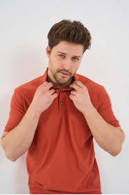 Servalli Polo Collar Short Sleeve - TERRACOTTA