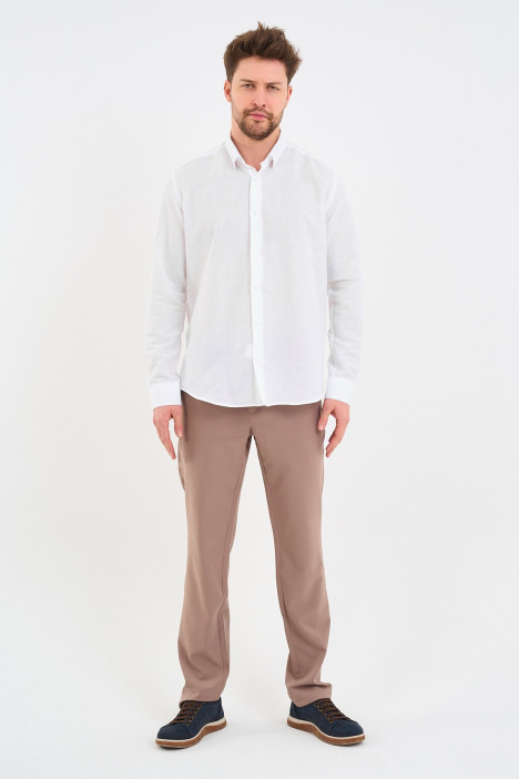 White Long Sleeve Linen Shirt