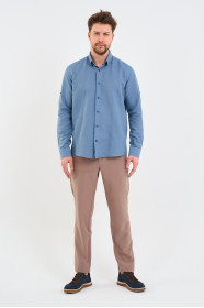 Saxe Blue Long Sleeve Linen Shirt