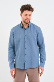 Saxe Blue Long Sleeve Linen Shirt