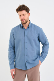 Saxe Blue Long Sleeve Linen Shirt