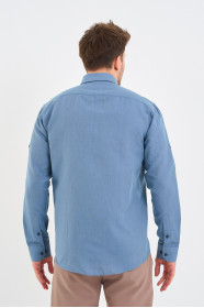 Saxe Blue Long Sleeve Linen Shirt