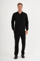 Black Interlock Zip Polo Sweatshirt