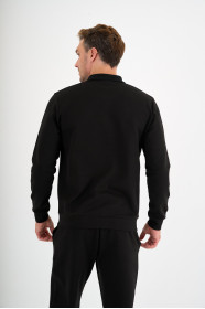 Black Interlock Zip Polo Sweatshirt