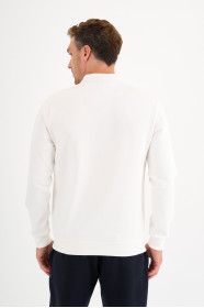 White Interlock Zip Polo Sweatshirt