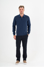 Indigo Interlock Zip Polo Sweatshirt