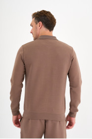Mink Interlock Zip Polo Sweatshirt