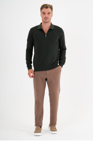 Dark Green Interlock Zip Polo Sweatshirt
