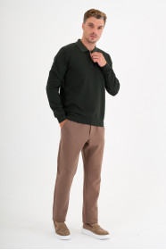 Dark Green Interlock Zip Polo Sweatshirt
